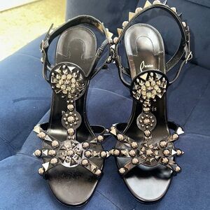 Christian Louboutin Goldora 100 Black Studded Leather Sz 39 New